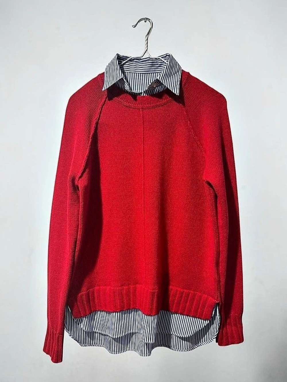 Lauren Ralph Lauren Red Striped Collar Sweater Size Small Like New